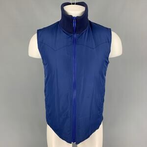 MARC JACOBS Size M Blue Quilted Polyester Zip Up Vest